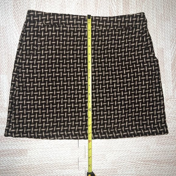 Dark Brown and Tan Mini Skirt with Back Zipper - Picture 2 of 4